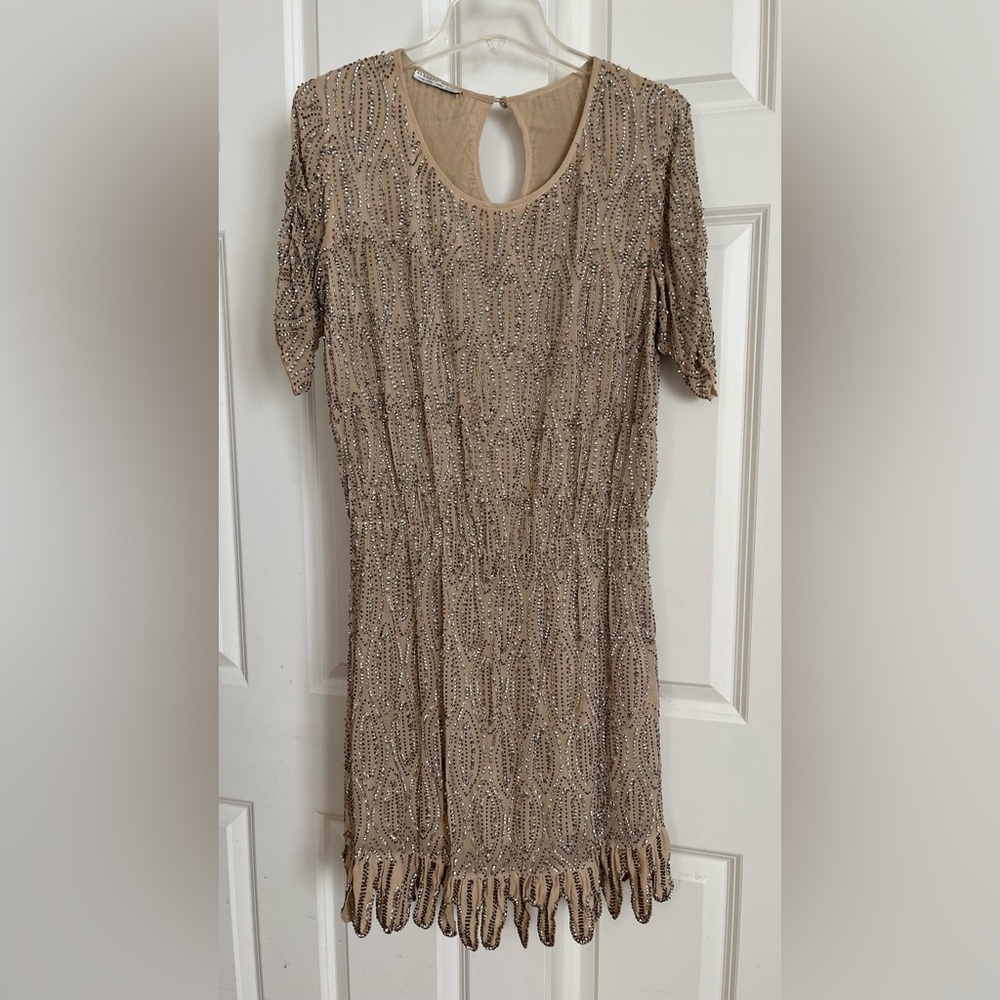 Alberto Makali Beige Sequin/beaded SDress